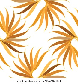 Abstract yellow leaves, flowers. Seamless pattern. Vector background.