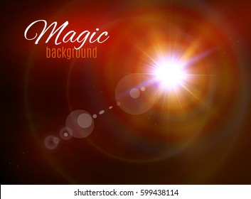 Abstract yellow lens front solar flare transparent special light effect design. Vector motion blur glare glow. Isolated. vector illustration on yellow background.