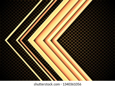 Abstract yellow light arrow direction on circle mesh design modern futuristic background vector illustration.