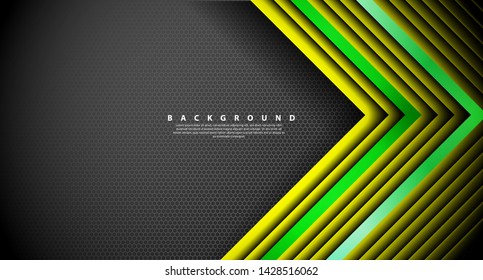 Abstract yellow light arrow direction on black design modern futuristic background 
