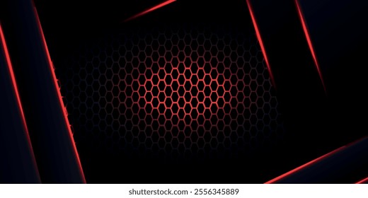 Abstract yellow light arrow on black with hexagon mesh design modern luxury futuristic technology background vector illustration.eps10