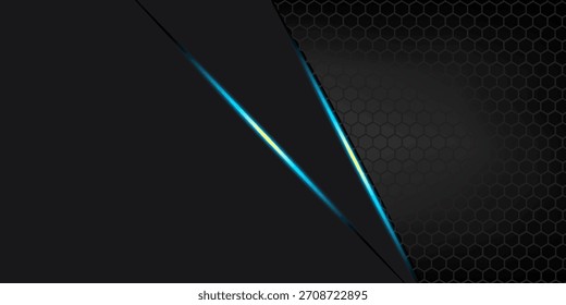 Seta de luz amarela abstrata em preto com design de malha hexágono tecnologia futurista de luxo moderna ilustração de vetor de fundo.