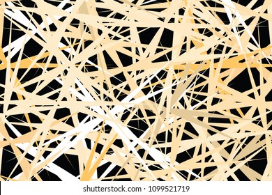 abstract yellow light art line graphic for fabric design on black background, wallpaper colorful bright art line (vector)