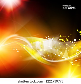 Abstract yellow light background for science design. Vector illustration.