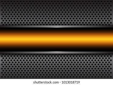 Abstract yellow light banner on metal circle mesh design modern futuristic background vector illustration.