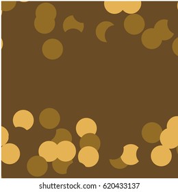Abstract Yellow and Light Brown Bubbles Located on the Top and on the Bottom of the Image on Brown Background
