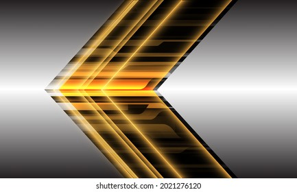 Resumen de la dinámica geométrica de la dirección de la flecha de la luz amarilla en el diseño de plata tecnología futurista moderna ilustración vectorial de fondo.