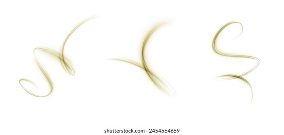 Abstract yellow light effect of curved lines. Yellow wavy path of light on a white background. FOR designing and designing trading floors. Vector

