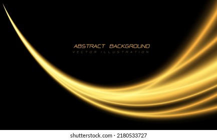 Abstract yellow light fast speed curve on black design modern luxury futuristic technology background vector illustration.