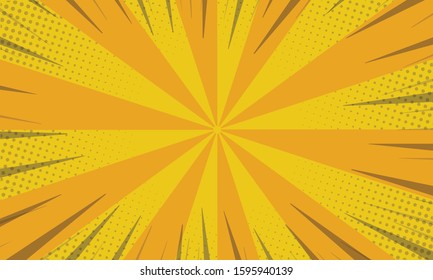 abstract yellow light rays background retro comic style halftone pop art