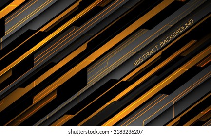Abstrait jaune clair argenté métal gris gris noir cyber-technologie futuriste design géométrique arrière-plan moderne illustration vectorielle.