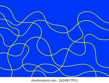 Abstractas línea amarilla fondo azul, Plantilla de Anuncio