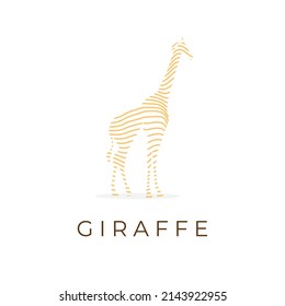 Abstract yellow line illustration logo forming a giraffe