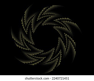 Abstract yellow lines in spiral form. Geometric art. Design element. Digital image with a psychedelic stripes.Design element for prints, web, template