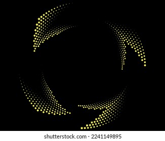  Abstract yellow lines in spiral form. Geometric art. Design element. Digital image with a psychedelic stripes.Halftone dots in vortex form