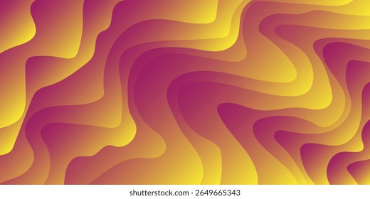 Abstract yellow lines texture like twists background. Trendy psychedelic retro style backdrop wave