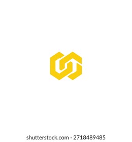 Abstrato logotipo amarelo com formas hexágono entrelaçadas, design geométrico, conceito moderno, isolado em fundo transparente.