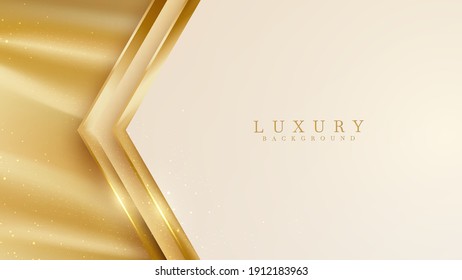 Abstract yellow luxury background with golden line , Realistic paper cut style 3d. vector illustration.