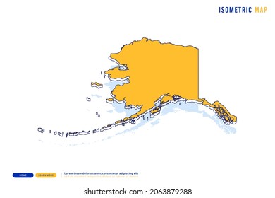 Abstract Yellow map of Alaska on white background. Vector modern isometric concept greeting Card illustration eps 10.