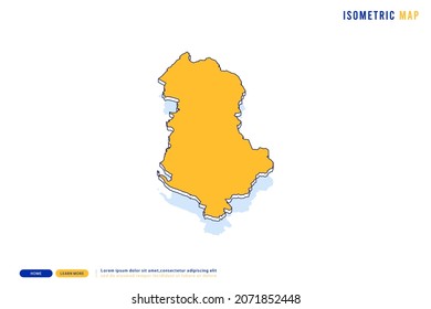 Abstract Yellow map of Albania on white background. Vector modern isometric concept greeting Card illustration eps 10.