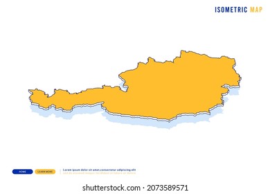 Abstract Yellow map of Austria on white background. Vector modern isometric concept greeting Card illustration eps 10.