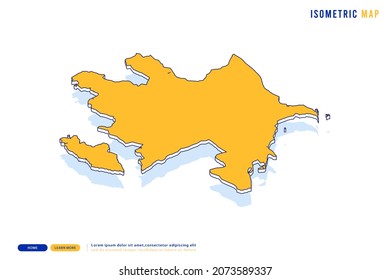 Abstract Yellow map of Azerbaijan on white background. Vector modern isometric concept greeting Card illustration eps 10.