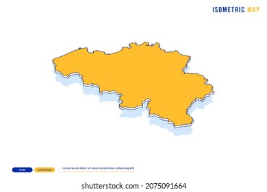 Abstract Yellow map of Belgium on white background. Vector modern isometric concept greeting Card illustration eps 10.