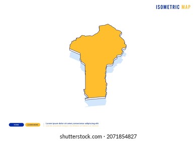 Abstract Yellow map of Benin on white background. Vector modern isometric concept greeting Card illustration eps 10.