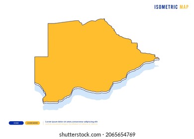 Abstract Yellow map of Botswana on white background. Vector modern isometric concept greeting Card illustration eps 10.