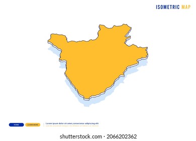 Abstract Yellow map of Burundi on white background. Vector modern isometric concept greeting Card illustration eps 10.