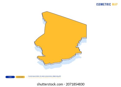 Resumen Mapa amarillo de Chad sobre fondo blanco. Vector moderno concepto isométrico de la imagen de la tarjeta de felicitación, eps 10.
