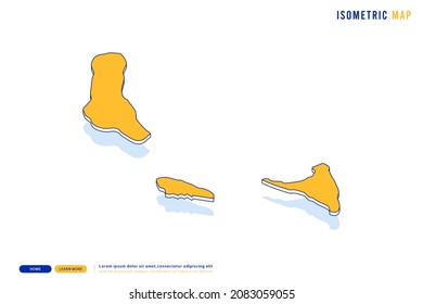 Abstract Yellow map of Comoros on white background. Vector modern isometric concept greeting Card illustration eps 10.