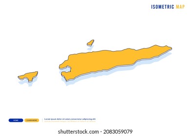 Abstract Yellow map of East Timor on white background. Vector modern isometric concept greeting Card illustration eps 10.