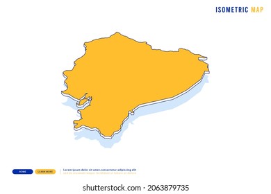 Abstract Yellow map of Ecuador on white background. Vector modern isometric concept greeting Card illustration eps 10.