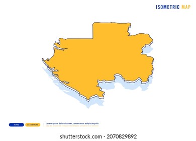 Abstract Yellow map of Gabon on white background. Vector modern isometric concept greeting Card illustration eps 10.