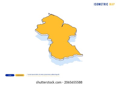 Abstrakte gelbe Karte von Guyana auf weißem Hintergrund. Vektor modernes isometrisches Konzept Grußkartengrafik eps10.