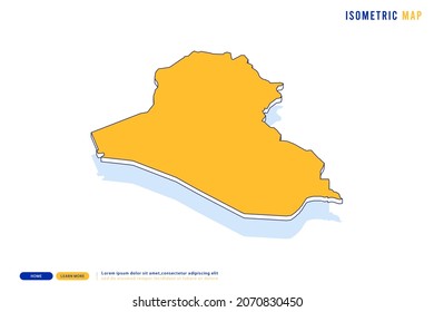 Abstract Yellow map of Iraq on white background. Vector modern isometric concept greeting Card illustration eps 10.