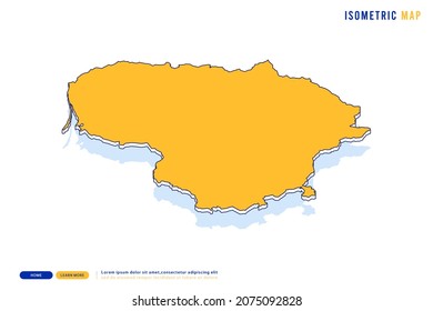 Abstract Yellow map of Lithuania on white background. Vector modern isometric concept greeting Card illustration eps 10.