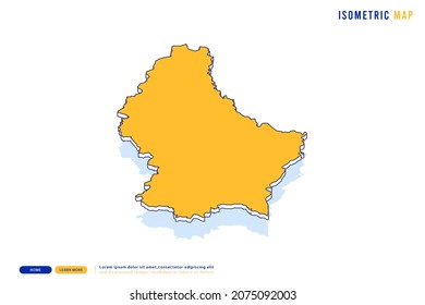 Resumen Mapa amarillo de Luxemburgo sobre fondo blanco. Vector moderno concepto isométrico de la imagen de la tarjeta de felicitación, eps 10.