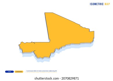 Abstract Yellow map of Mali on white background. Vector modern isometric concept greeting Card illustration eps 10.