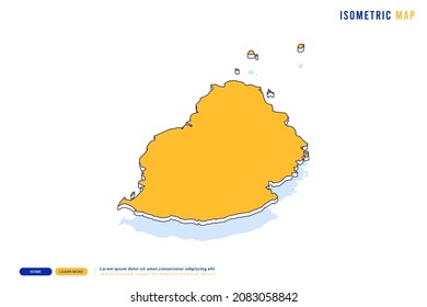 Abstract Yellow map of Mauritius on white background. Vector modern isometric concept greeting Card illustration eps 10.