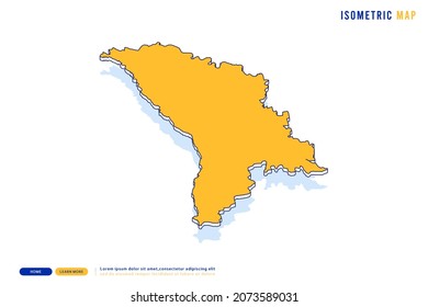 Abstrakte gelbe Karte von Moldawien auf weißem Hintergrund. Vektor modernes isometrisches Konzept Grußkartengrafik eps10.