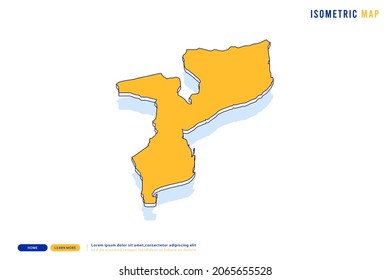 Resumen Mapa amarillo de Mozambique sobre fondo blanco. Vector moderno concepto isométrico de la imagen de la tarjeta de felicitación, eps 10.