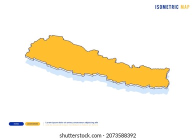 Abstract Yellow map of Nepal on white background. Vector modern isometric concept greeting Card illustration eps 10.