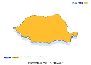 Resumen Mapa amarillo de Rumania sobre fondo blanco. Vector moderno concepto isométrico de la imagen de la tarjeta de felicitación, eps 10.