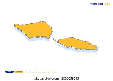 Abstract Yellow map of Samoa on white background. Vector modern isometric concept greeting Card illustration eps 10.