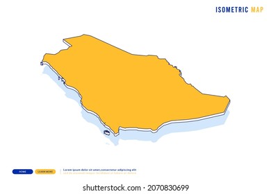 Resumen Mapa amarillo de Arabia Saudita sobre fondo blanco. Vector moderno concepto isométrico de la imagen de la tarjeta de felicitación, eps 10.