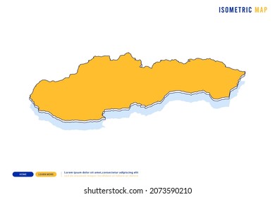 Abstract Yellow map of Slovakia on white background. Vector modern isometric concept greeting Card illustration eps 10.