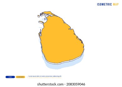 Abstrakte gelbe Karte von Sri Lanka auf weißem Hintergrund. Vektor modernes isometrisches Konzept Grußkartengrafik eps10.