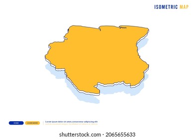 Resumen Mapa amarillo de Surinam sobre fondo blanco. Vector moderno concepto isométrico de la imagen de la tarjeta de felicitación, eps 10.